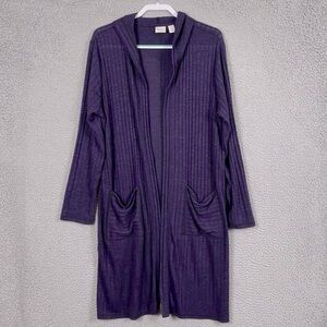 CHICO’s Zenergy Hooded Ribbed Purple Duster Cardigan Size 1 (Size 8)